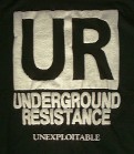 UNDERGROUND RESISTANCE - T-shirt 'Unexploitable' BLACK w/WHITE LOGO: Size MEDIUM